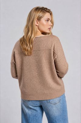 Curvy Contrast Trim Off Shoulder Sweater