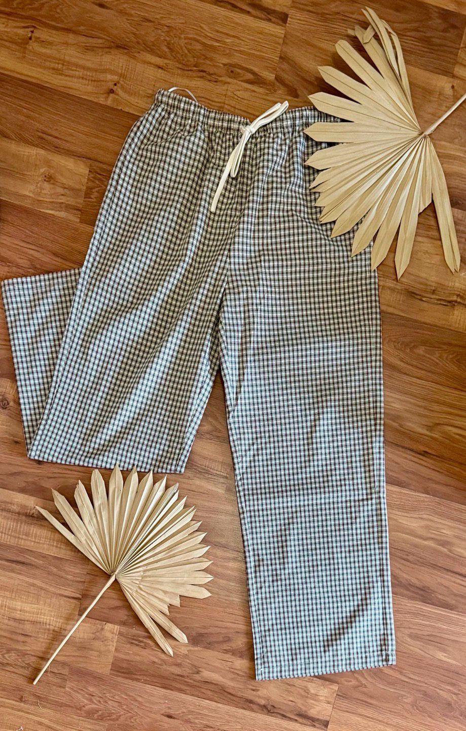 Womens Tie Front Gingham Pants