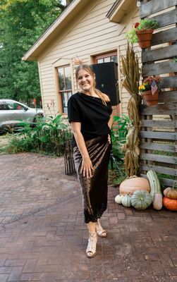 Satin Polka Dot Lace Trim Skirt