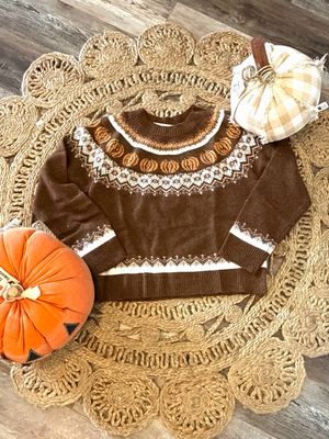 Pumpkin Long Sleeve Knit Sweater