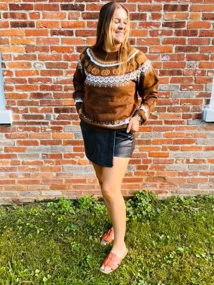 Pumpkin Long Sleeve Knit Sweater