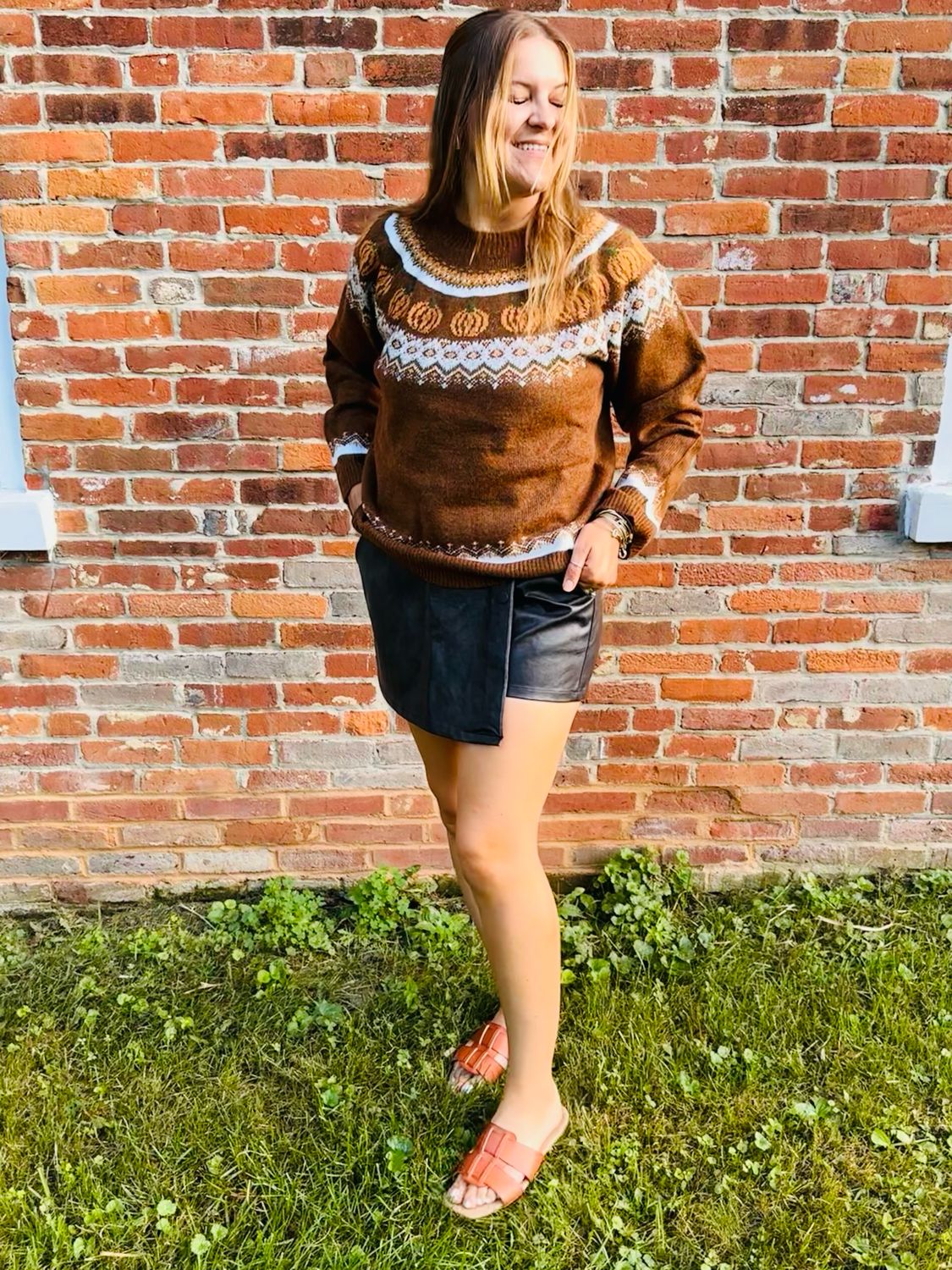 Pumpkin Long Sleeve Knit Sweater