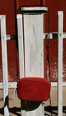 Red Ribbed Crossbody Bag
