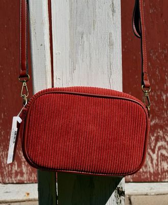 Red Ribbed Crossbody Bag