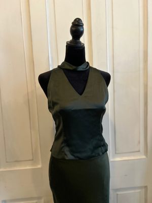 Satin V Neck Halter Top