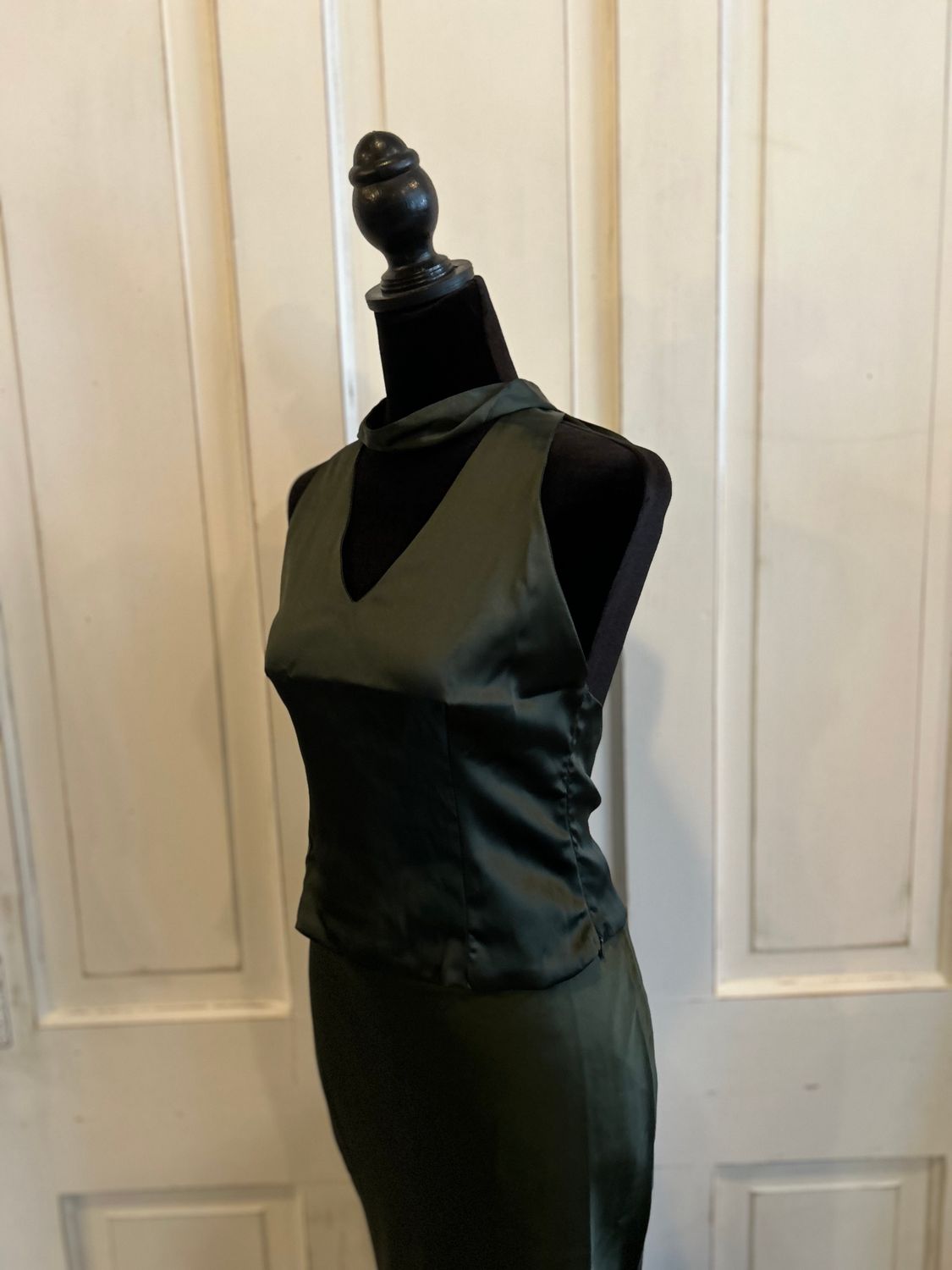 Satin V Neck Halter Top