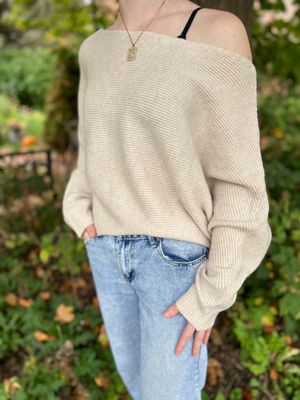 Cream Ribbed Cozy Long Sleeve Top