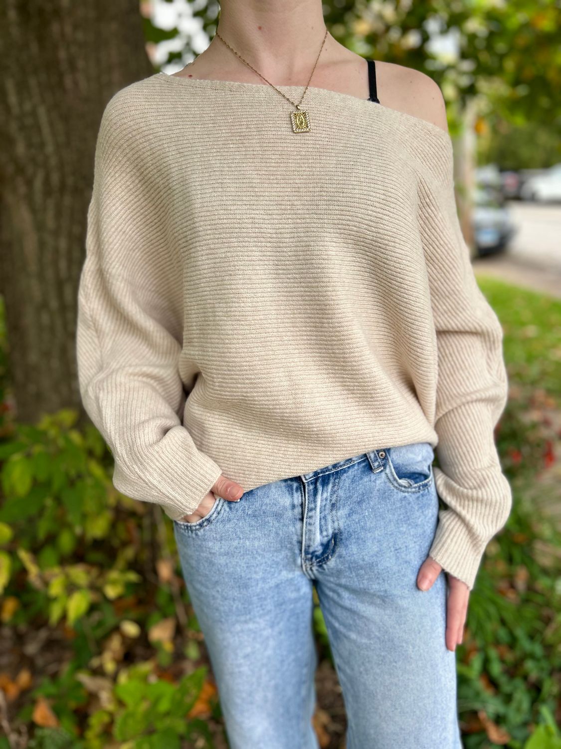 Cream Ribbed Cozy Long Sleeve Top