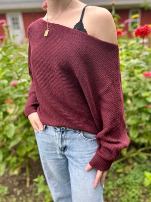 Wine Ribbed Cozy Long Sleeve Top
