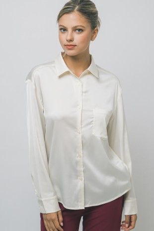 White Silk Collared Shirt
