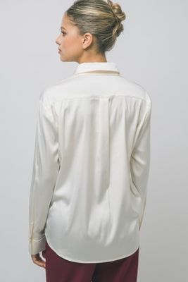 White Silk Collared Shirt