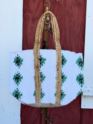 Floral Cotton Weave Tote Bag