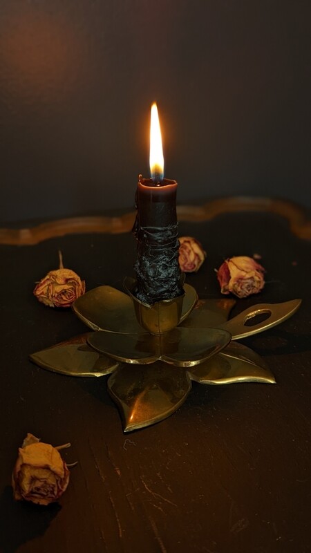 Brass flower candle holder
