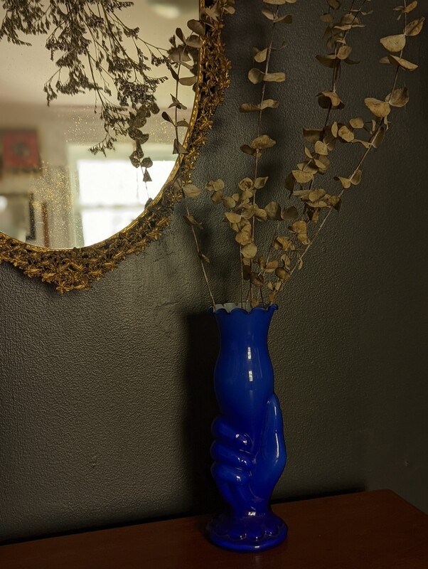 Cobalt blue hand vase