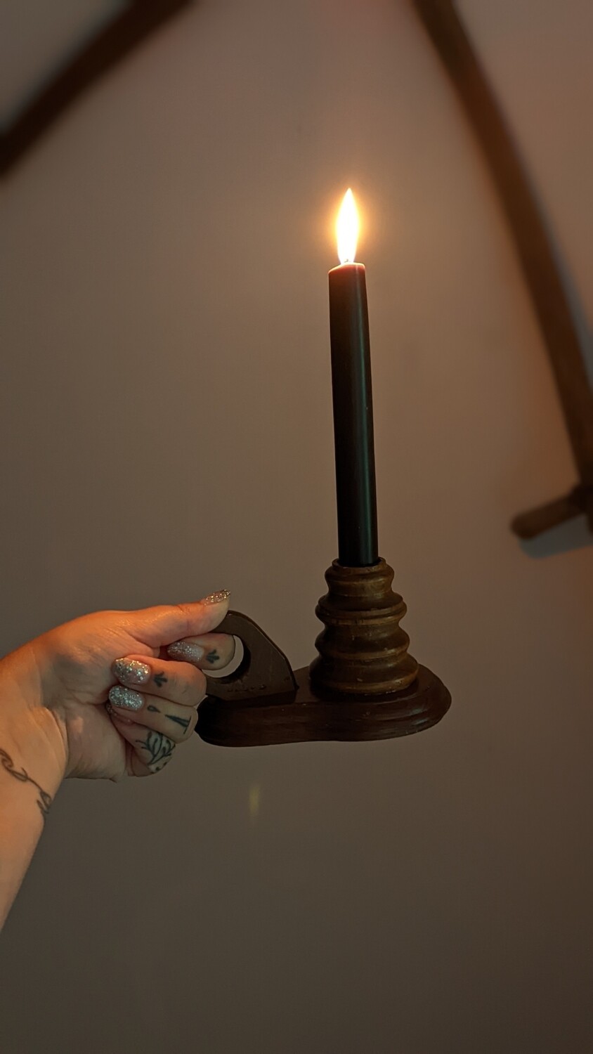 wooden candle holder