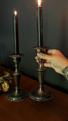 silver candle holders