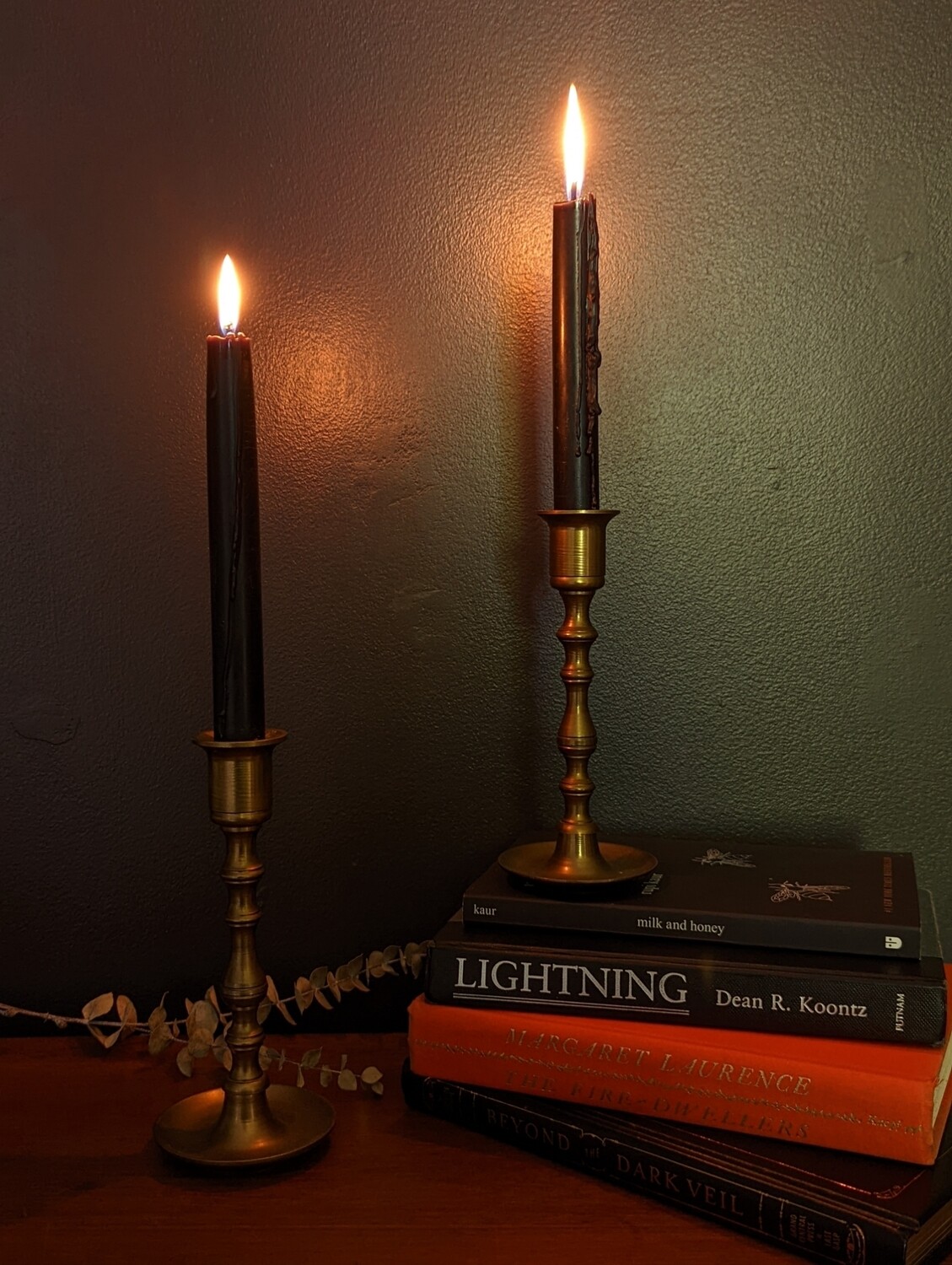 brass candle holders pair