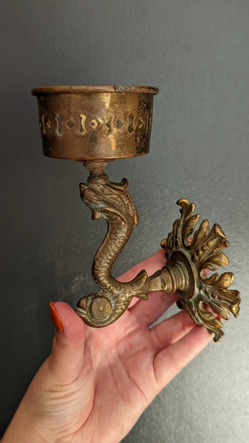 brass fish dragon small glass holder