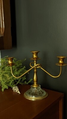 brass and glass candelabra