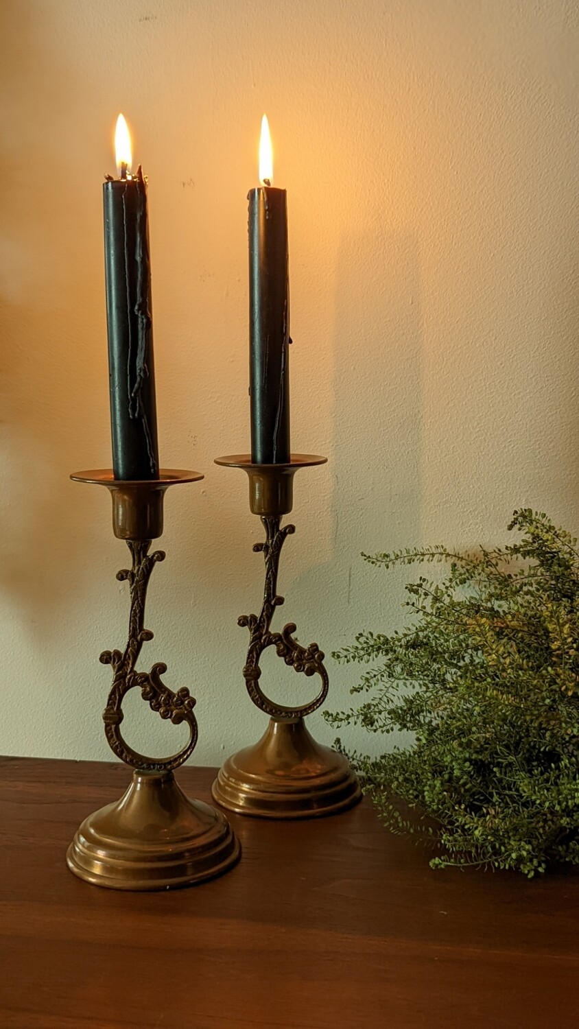 copper colored candle holders