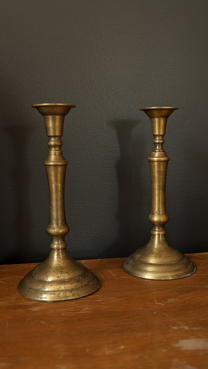 brass candle holder pair