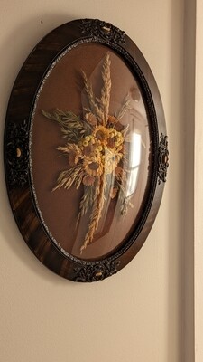antique dried flowers frame
