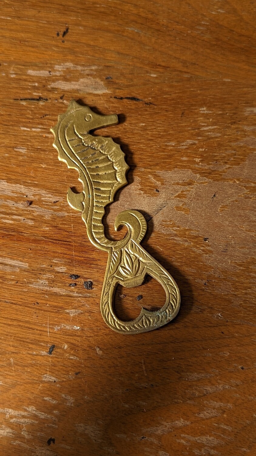 seahorse bottle opener brass
