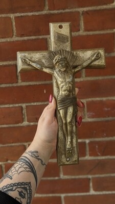 coffin metal crucifix