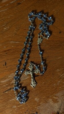blue glass beads rosary