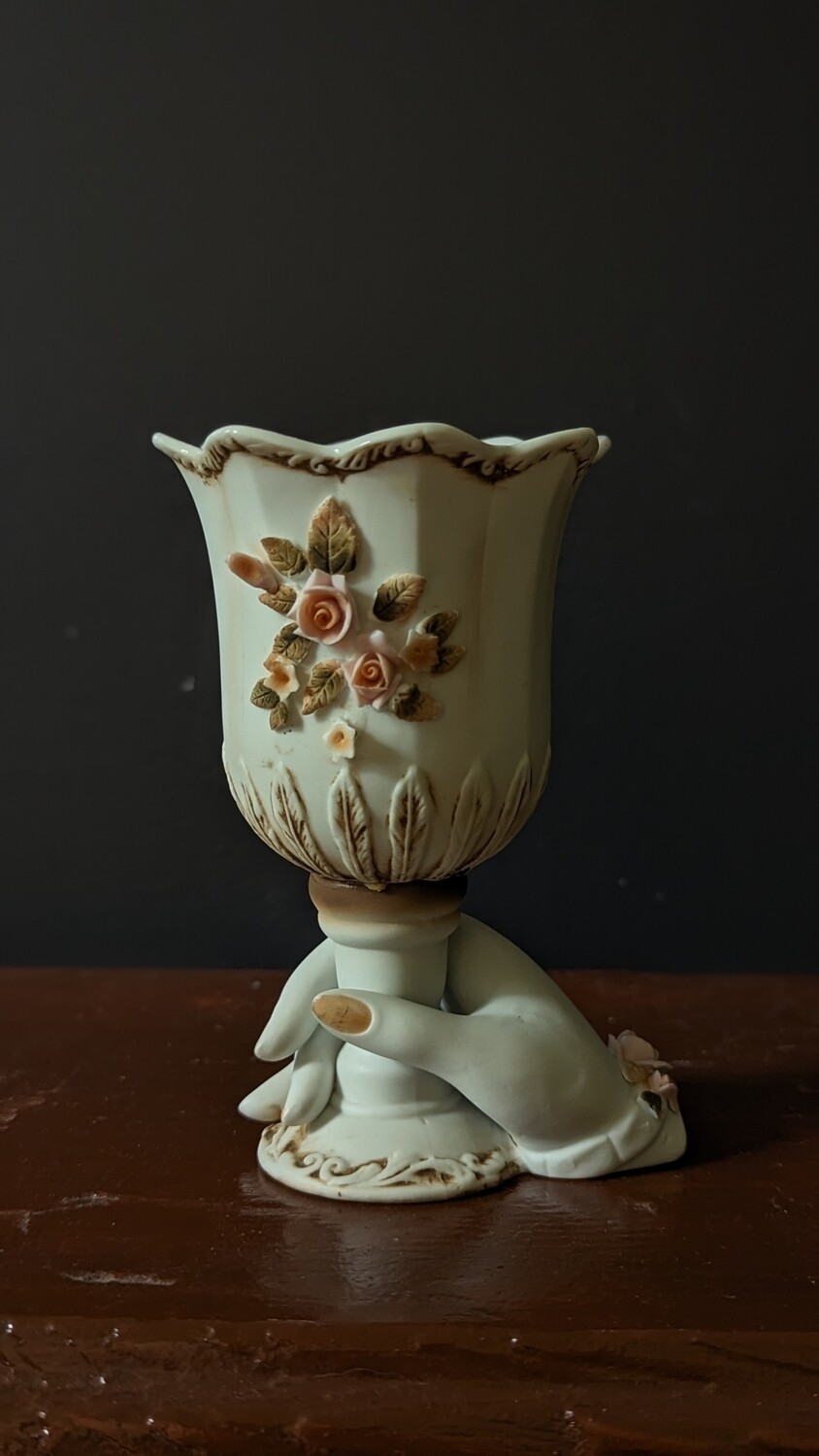 Victorian hand vase L'amour china