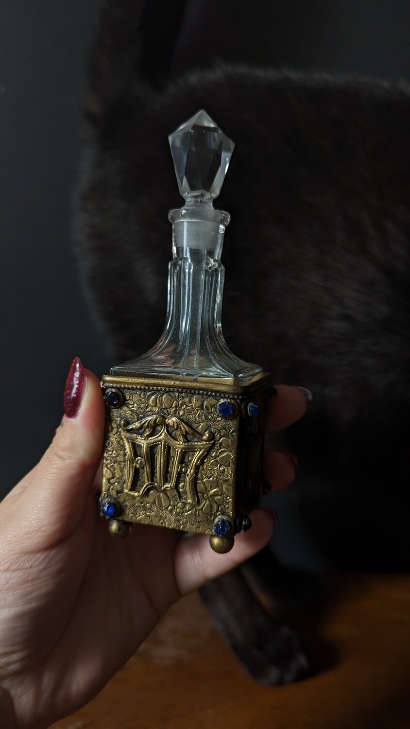 Jeweled filigree perfume bottle