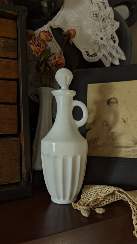 Milk glass small cruet