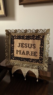 Jesus marie bead work antique