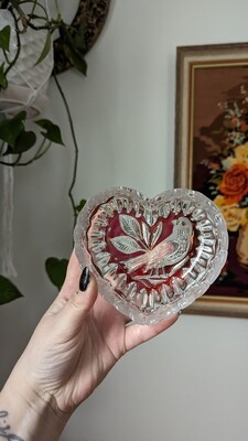 Small glass dish with bird