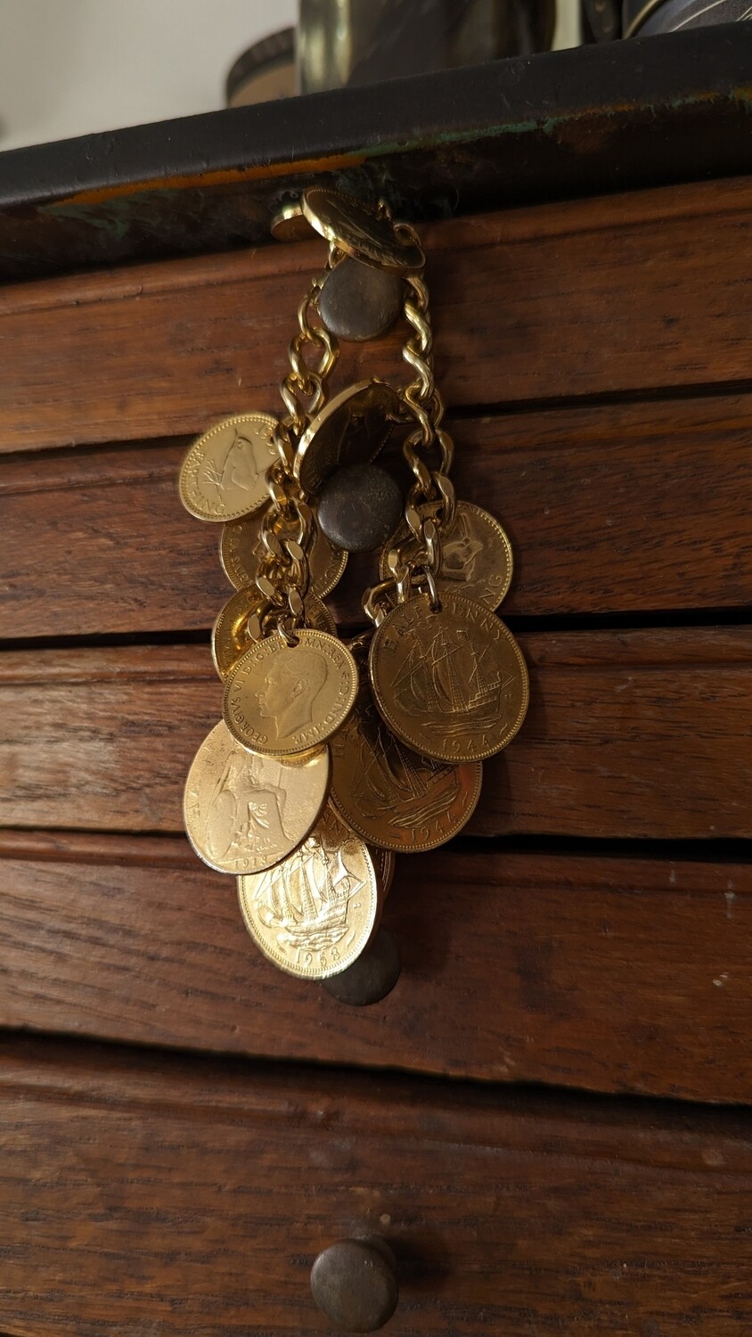 Costume jewelry coins bracelet