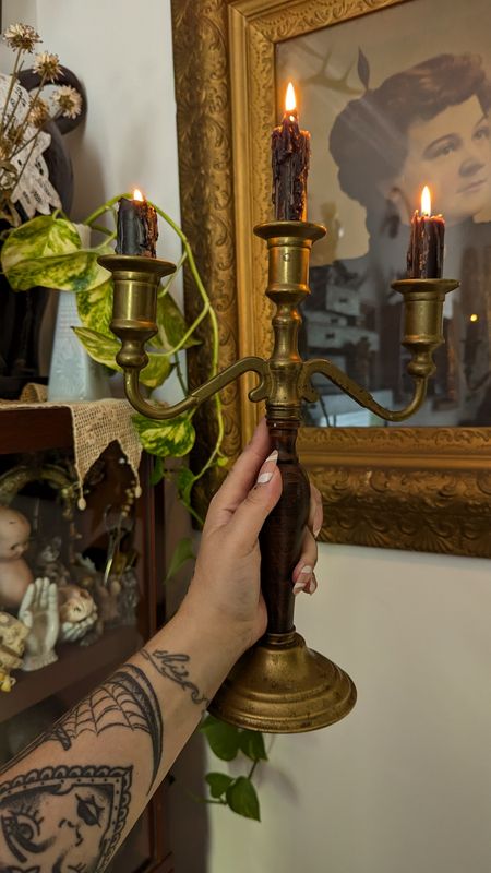Candelabra wood and brass