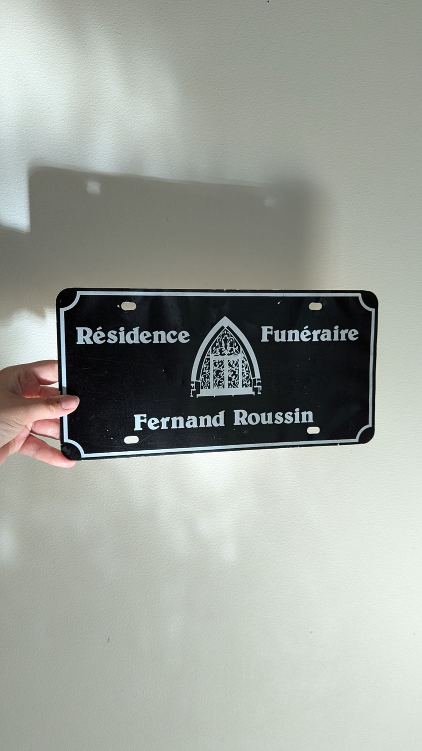 Hearse french funeral home plaque