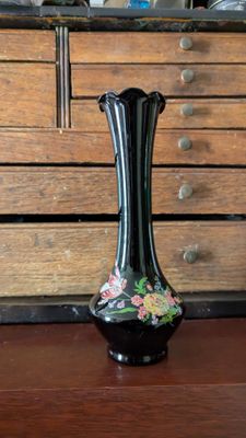 Black glass small vase