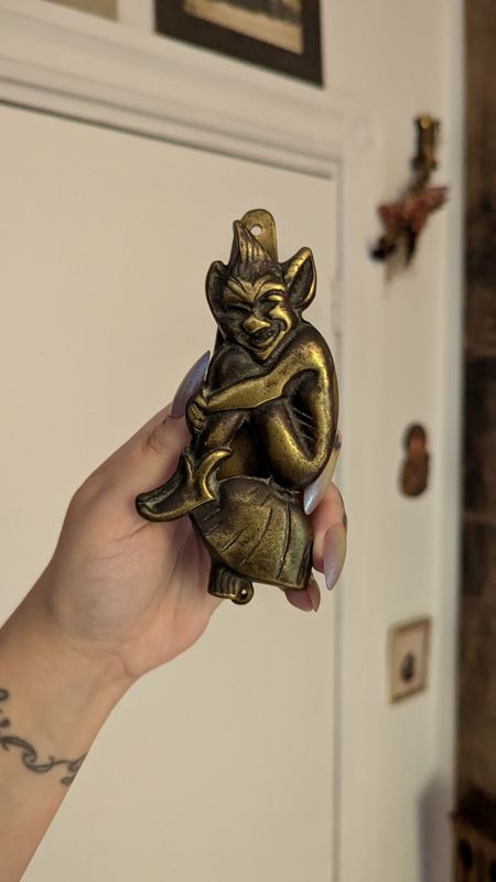 Pixie devil elf brass door knocker