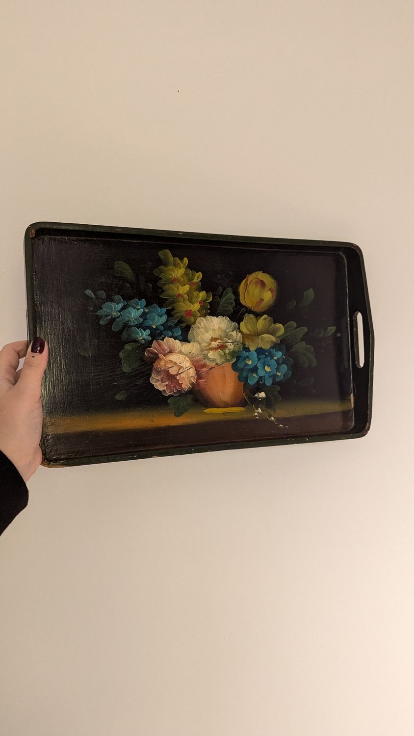 HAnd painted wood tray