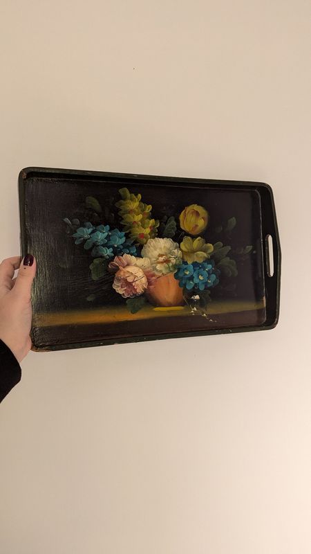 HAnd painted wood tray