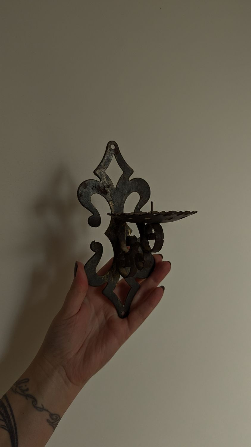 Metal candle holder medieval style