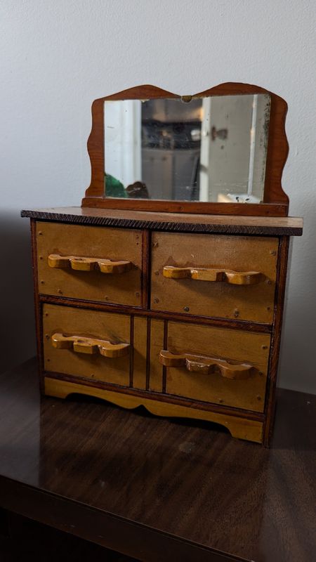 Miniature wood dresser handmade 1964