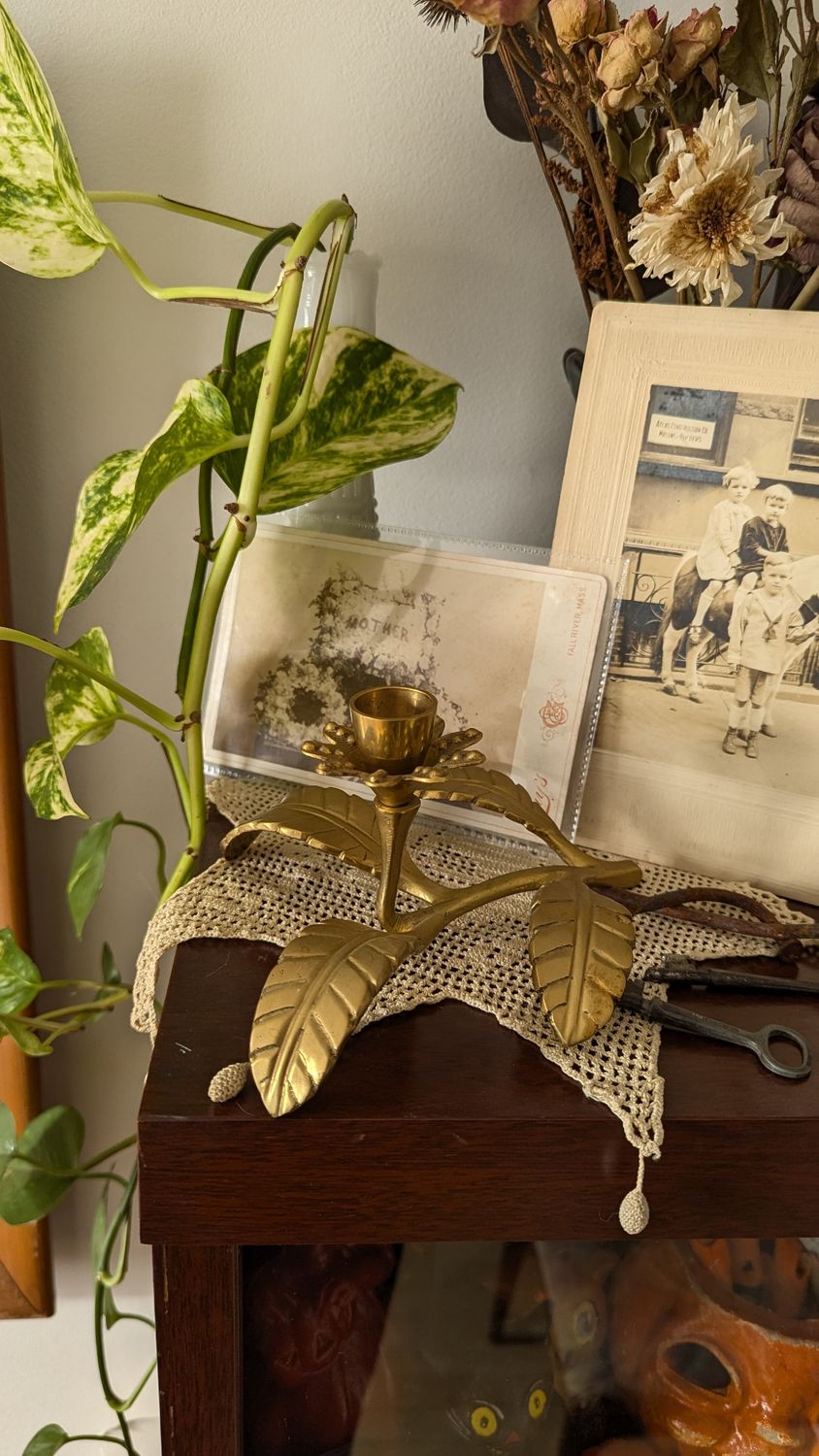 Flower brass candle holder
