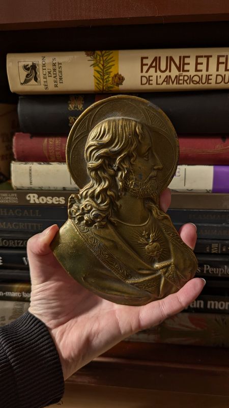 Jesus bronze wall plaque antique