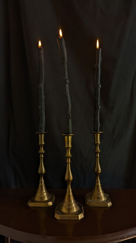 Ensemble of 3 candle holders brass