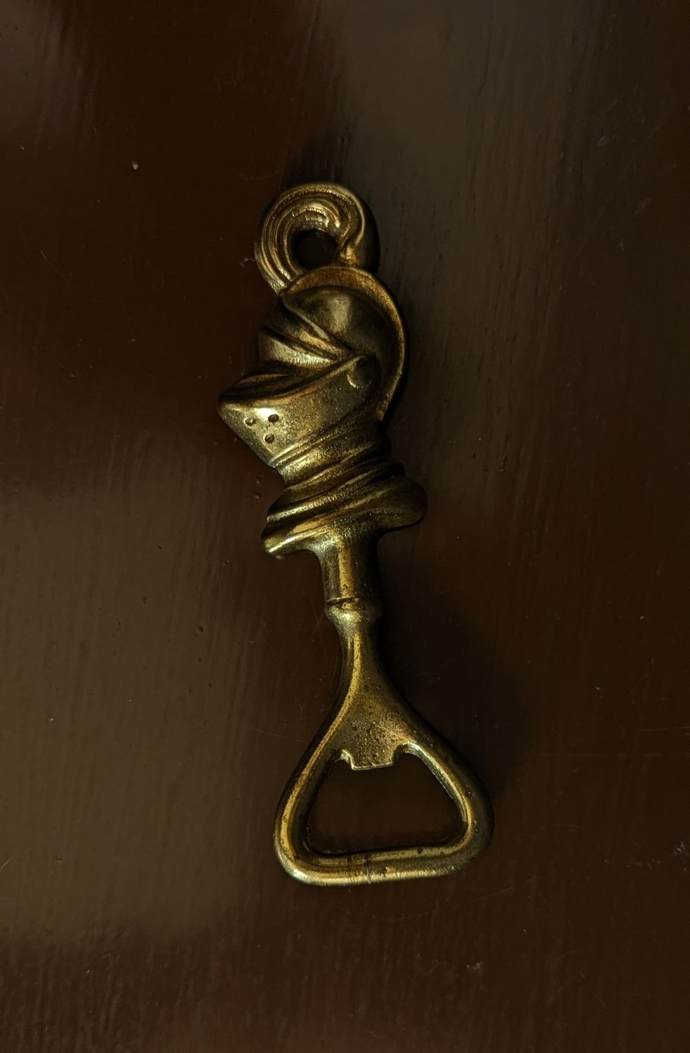 Knight bottle opener brass