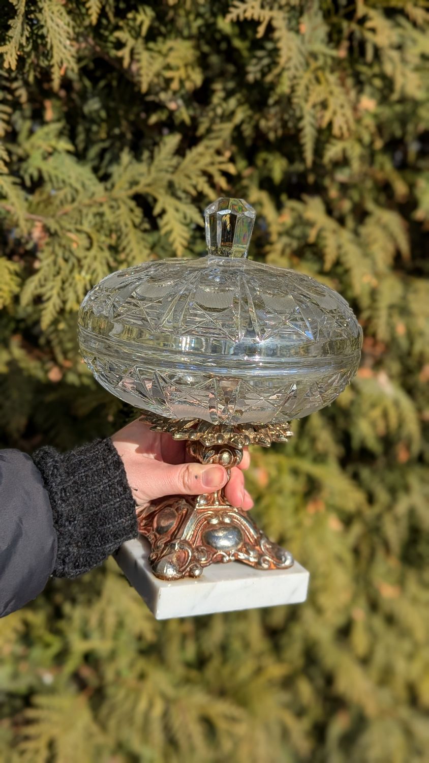 Candy dish crystal marble base