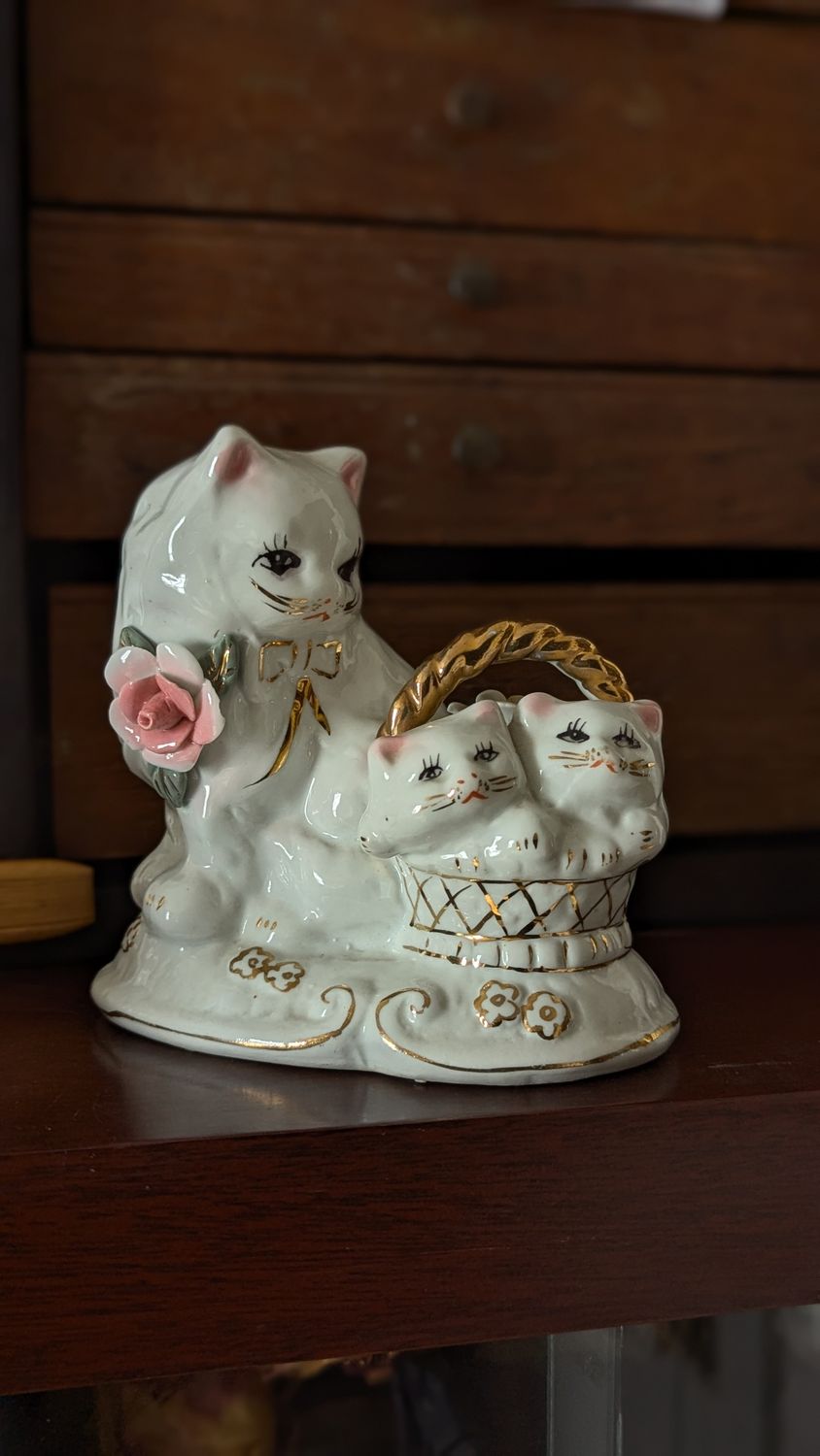 Cat with kittens figurine