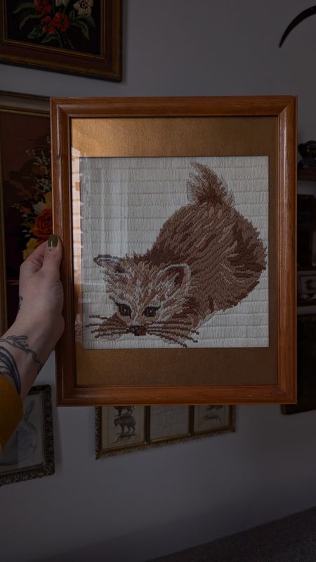 Cat handmade wool frame